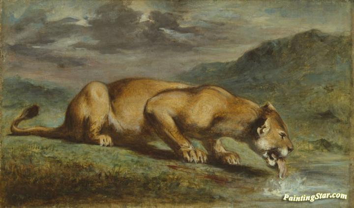 720x423 Wounded Lioness Artwork By Delacroix Oil Painting Amp Art - Lioness Painting