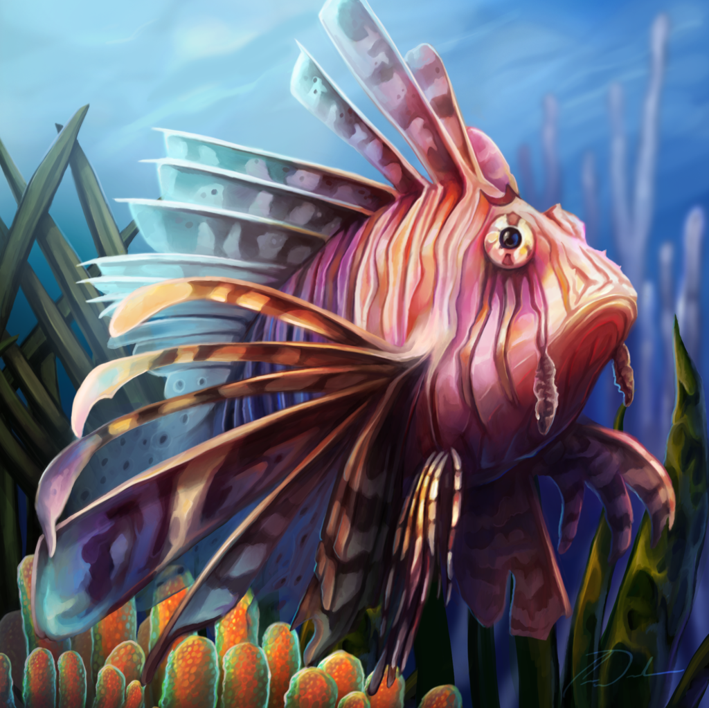 1024x1023 Lionfish Digital Large By Charfade - Lionfish Painting