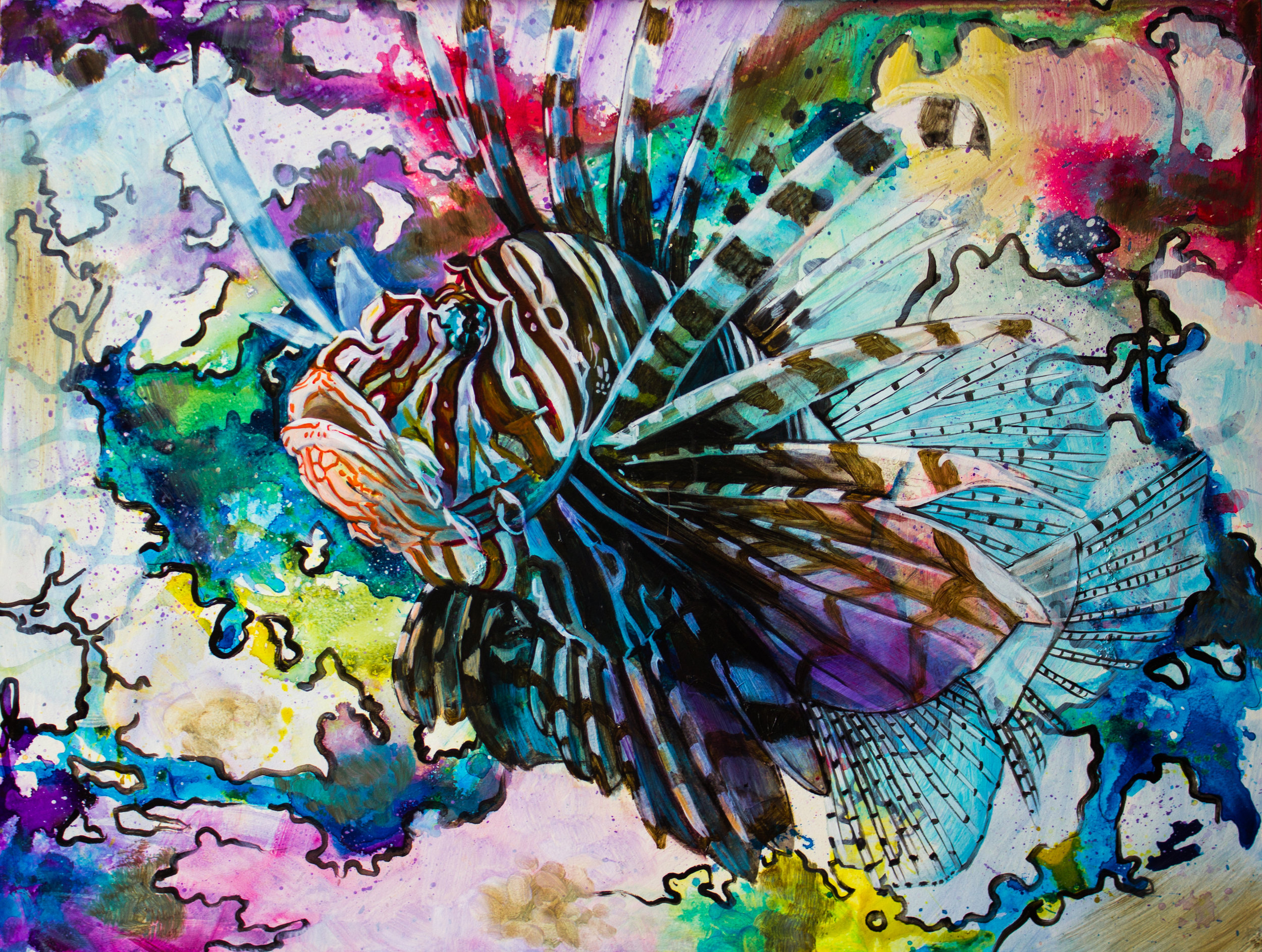 Lionfish Painting at PaintingValley.com | Explore collection of ...