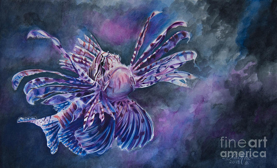 900x547 Lionfish Painting By Lachri - Lionfish Painting
