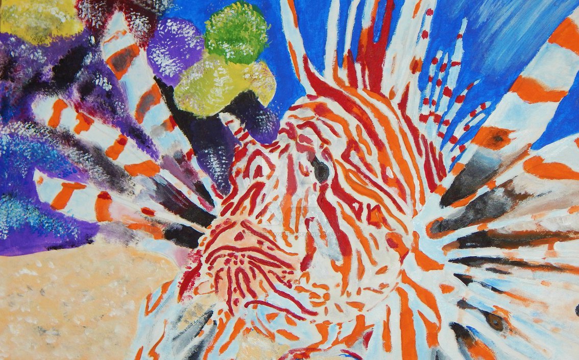 1134x705 Lionfish Painting By Mistressdragoness - Lionfish Painting