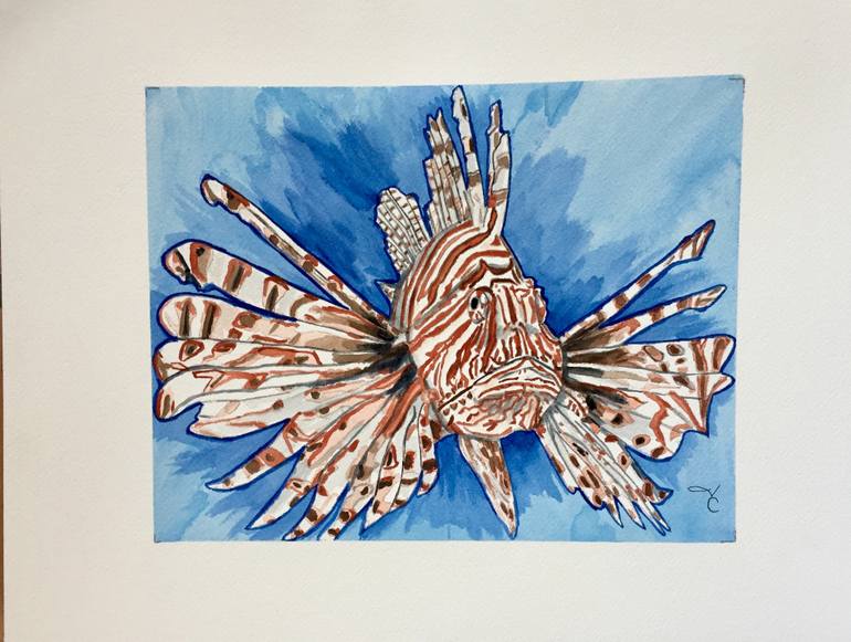 770x581 Saatchi Art Lionfish Painting By Janet Chalif - Lionfish Painting