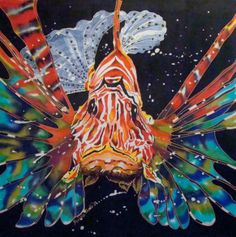 236x237 Colorful Lionfish Tropical Fish Coral Reef Art 8x10 Print - Lionfish Painting