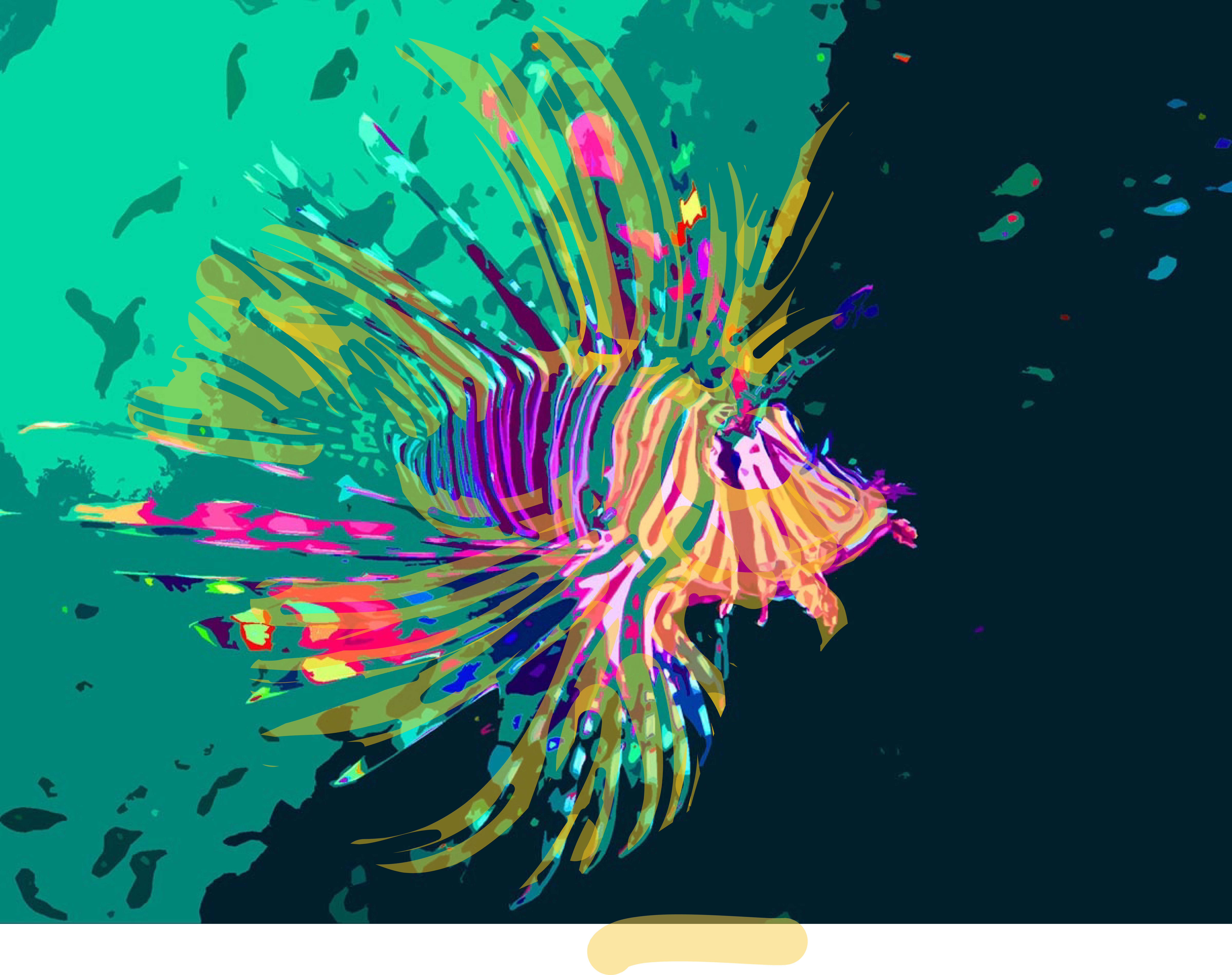 8192x6484 Hilary Pollock Artwork Lionfish Original Digital Print - Lionfish Painting