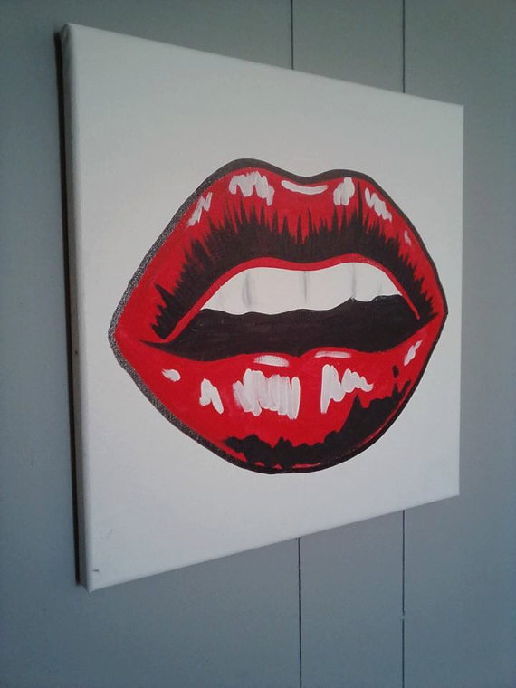 570x760 Lips Canvas Painting Lips, Canvases And Etsy - Lip Painting