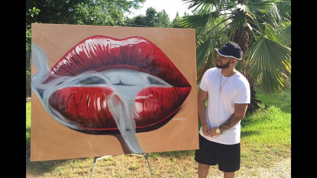 1280x720 Realistic Smoking Red Lips Painting Timelapse - Lip Painting