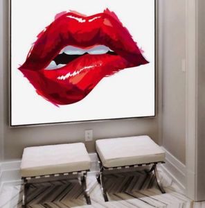 296x300 Decorative Red Lip Painting On Canvas 24 X 36 Ebay - Lip Painting On Canvas
