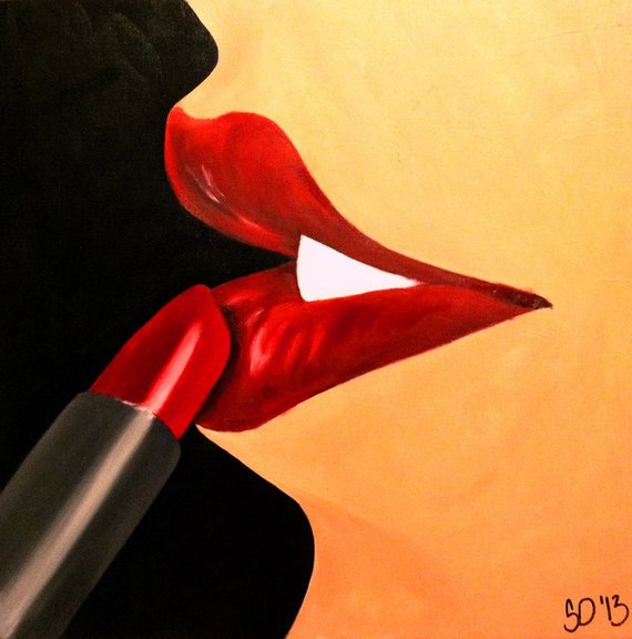 570x576 Lipstick Painting Oil Painting Wall Art Painting Red - Lipstick Painting