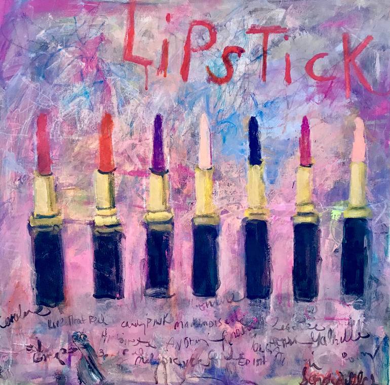 770x761 Saatchi Art Read My Lipstick Painting By Sandy Welch - Lipstick Painting
