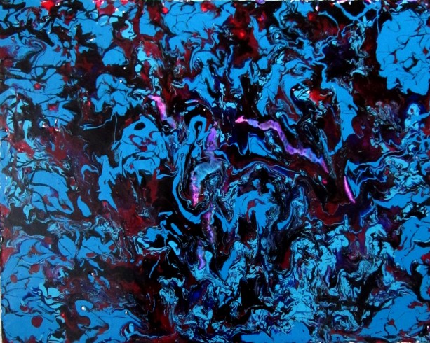 613x490 Liquidcrylic Painting, Fluidrt Canvas, Purplend Bluert, - Liquid Acrylic Painting
