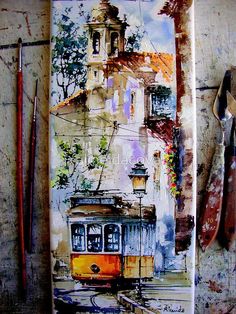 236x314 Pin By Zara Fa On Art Watercolor, Watercolor Art - Lisbon Painting