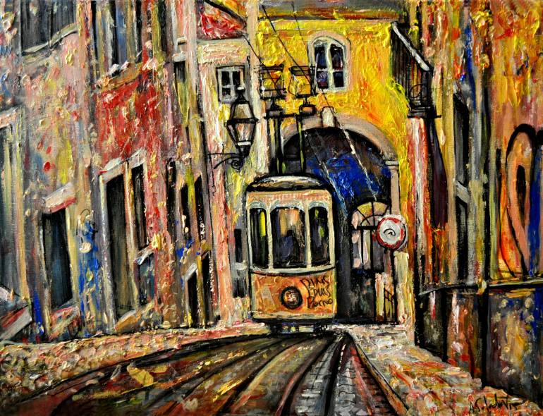 770x590 Saatchi Art Lisbon Tram Painting By Alex Solodov - Lisbon Painting