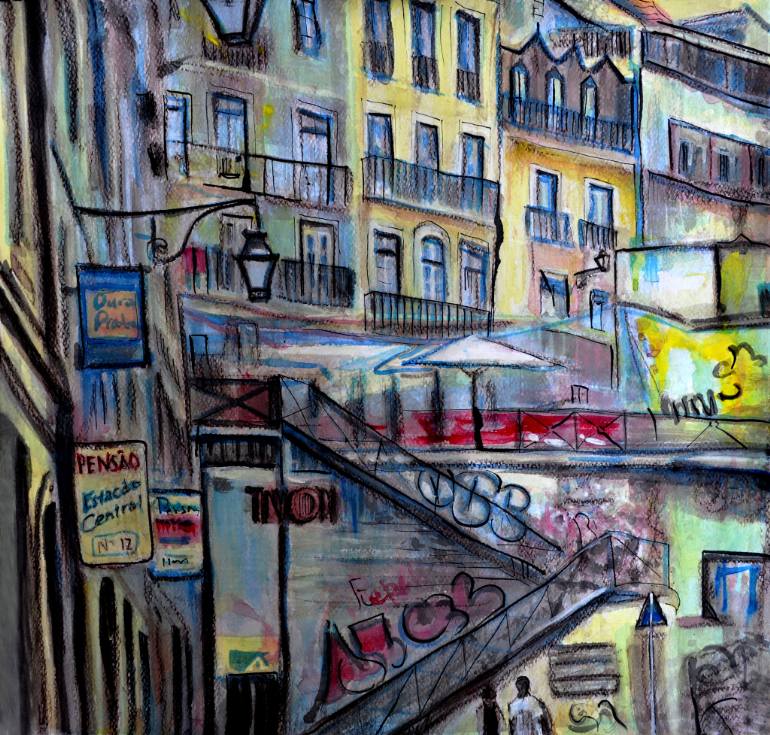 770x735 Saatchi Art Stairs Of Lisbon Painting By Alex Solodov - Lisbon Painting