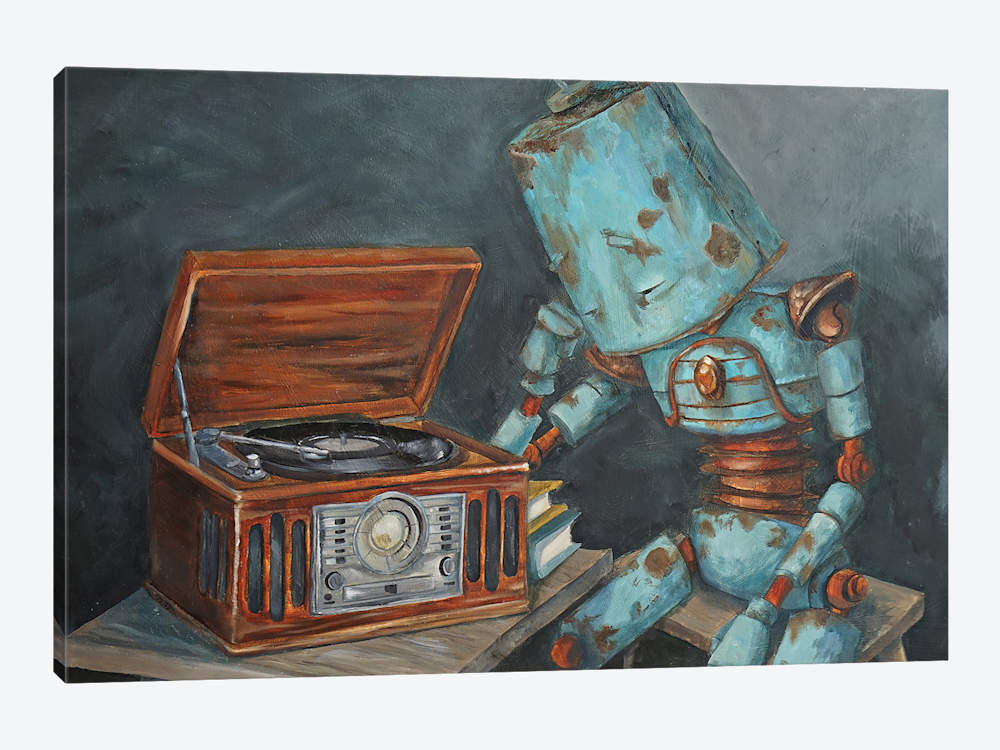 1000x750 Listening Bot Canvas Print By Robots In Rowboats Icanvas - Listening Painting