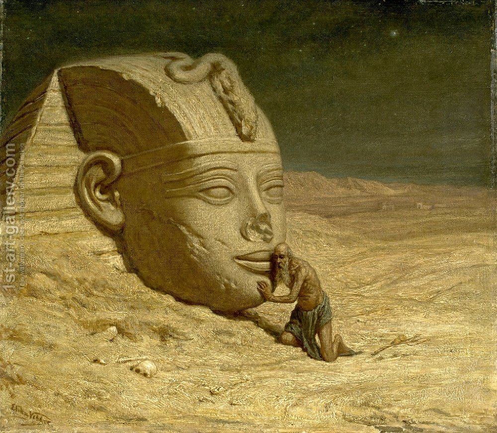 Listening To The Sphinx (1863) Elihu Vedder Reproduction 1st Art - Listenin...