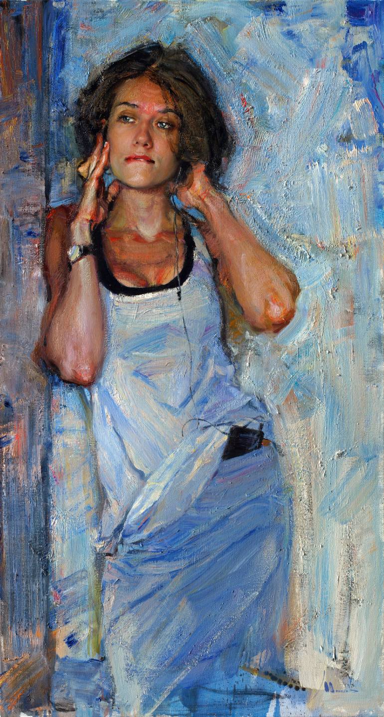 770x1436 Saatchi Art Music In My Mind. Listening Painting By Evgeniy Monahov - Listening Painting
