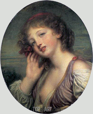 370x454 The Listening Girl Jean Baptiste Greuze Painting Reproduction - Listening Painting