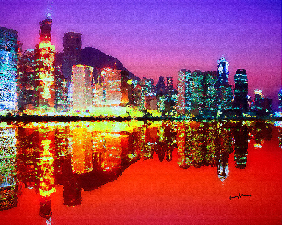 900x720 Hong Kong Lit Up Painting By Anthony Caruso - Lit Painting