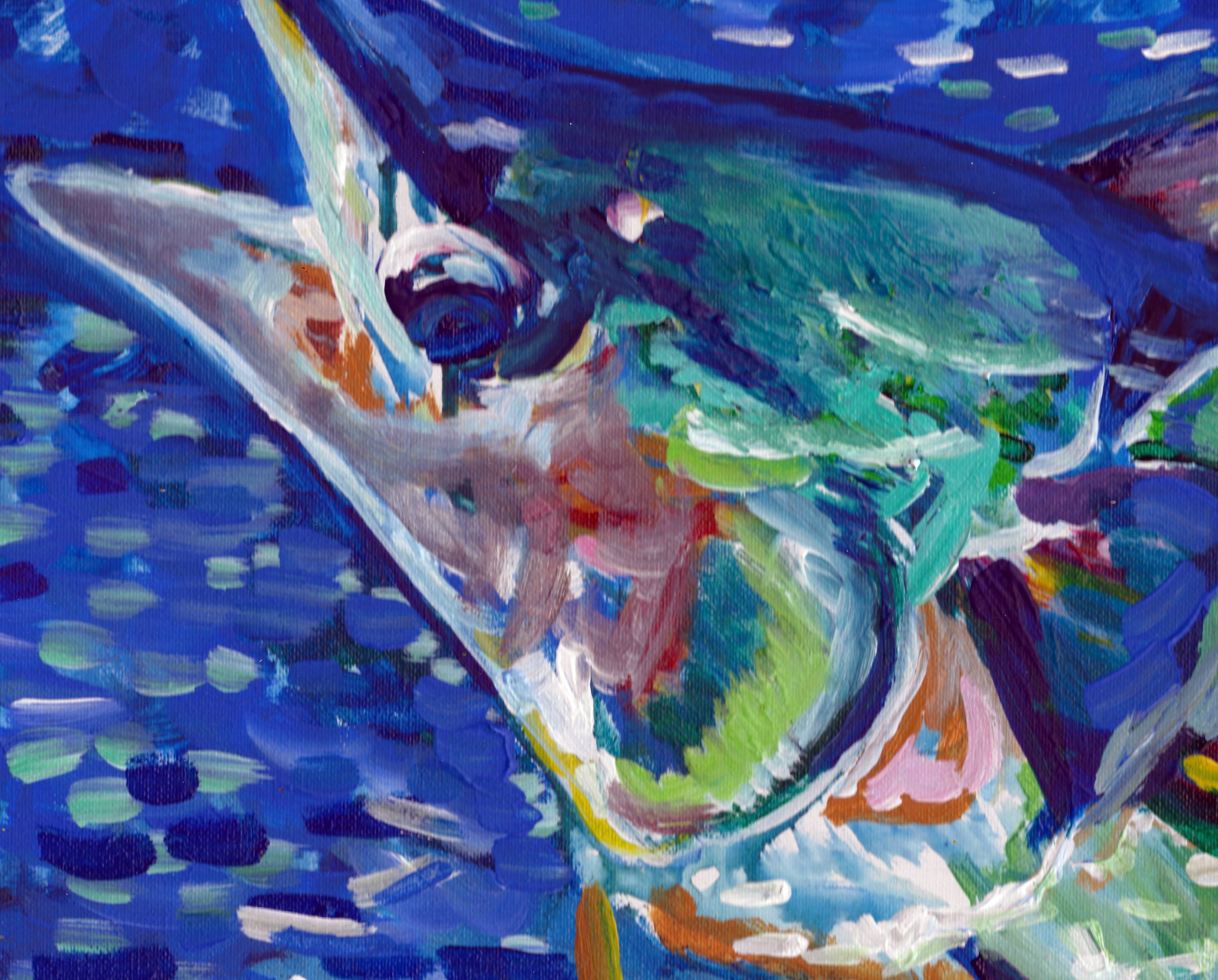 3423x2755 Marlin Painting Wall Art Print Up Marlin Hand - Lit Painting