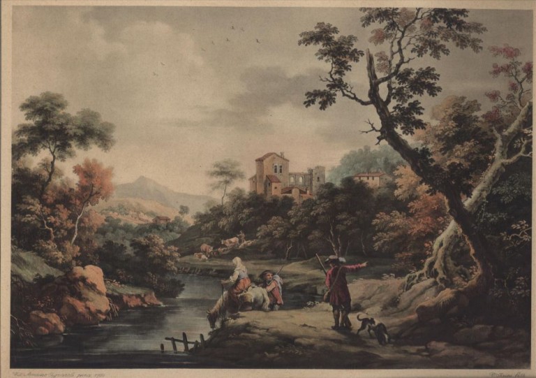 768x541 Le Soir 19th Century Lithograph Of An 18th Century Painting - Lithograph Painting