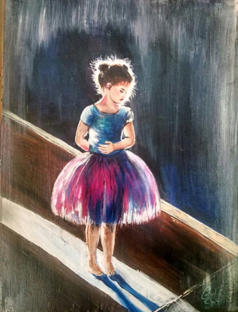 780x1024 Original Acrylic Painting Little Ballerina By Artofgretchensmith - Little Ballerina Painting