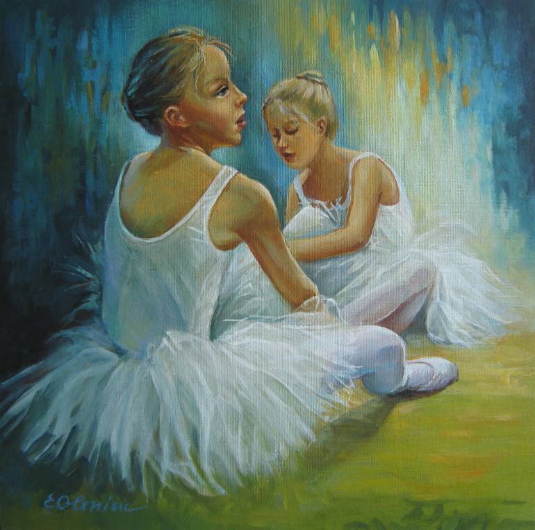 770x764 Saatchi Art Little Ballerinas Painting By Elena Oleniuc - Little Ballerina Painting