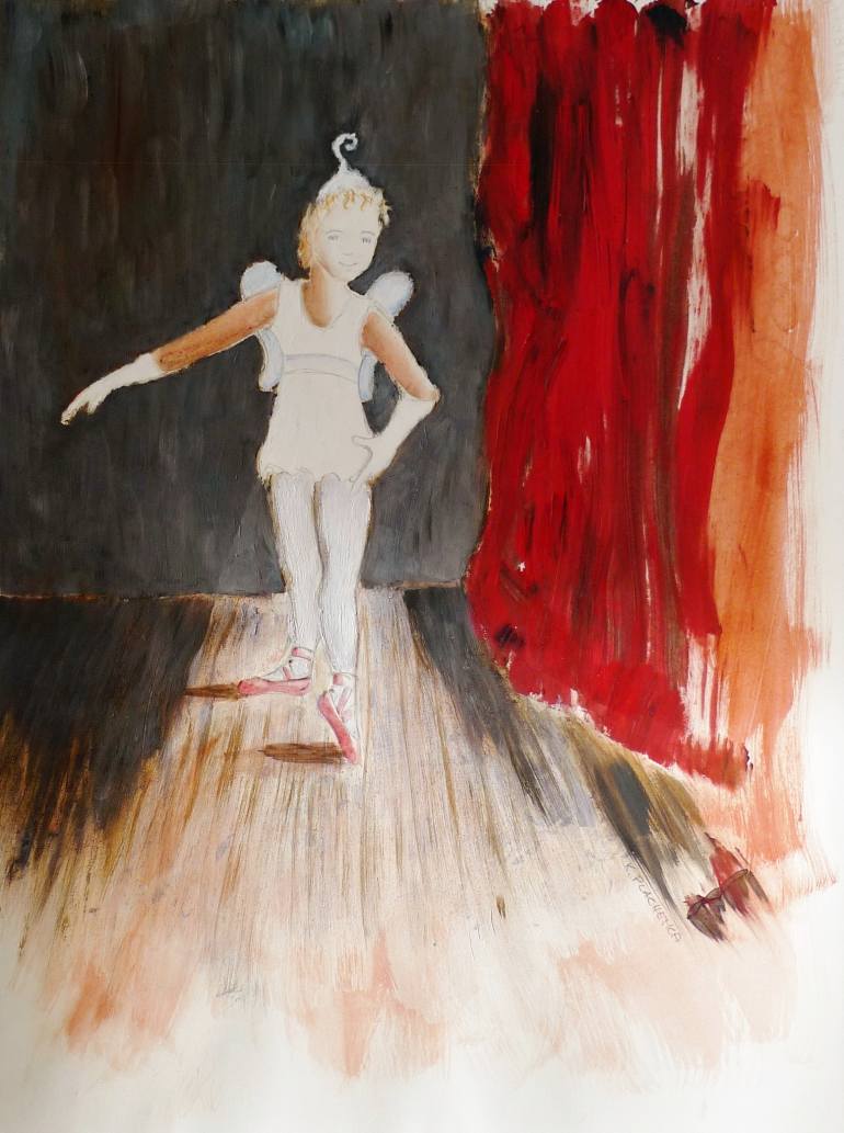 770x1033 Saatchi Art The Little Ballerina On Stage - Little Ballerina Painting