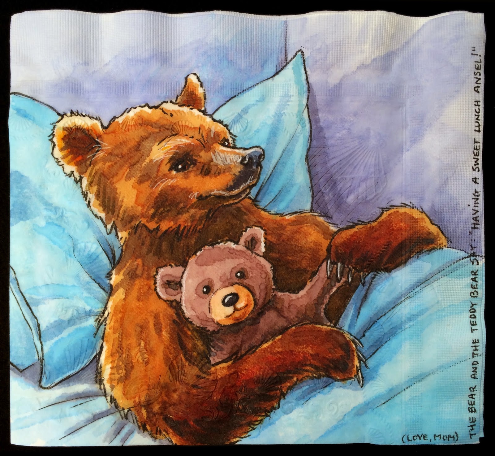 1600x1473 Daily Napkins Bear Hug With Teddy Bear - Little Bear Painting