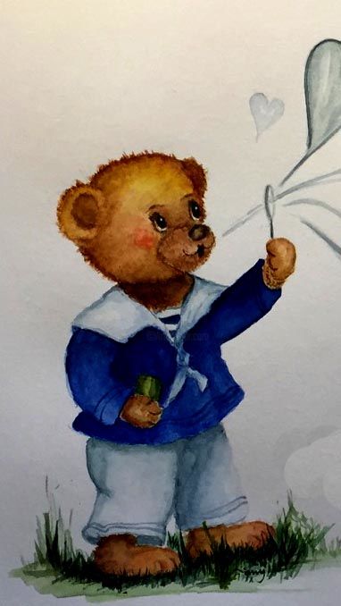 382x678 Little Bear (Anys Bunte Feder) - Little Bear Painting