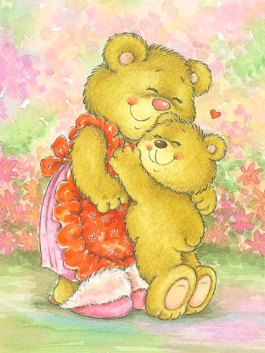 376x500 Dc254 Bear Amp Little Bear 3d Decoupage Sheets - Little Bear Painting