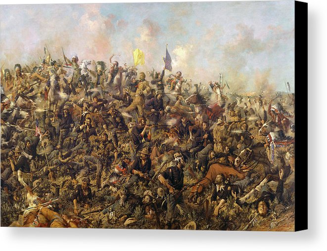 661x508 Custer's Last Stand From The Battle Of Little Bighorn Canvas Print - Little Bighorn Painting
