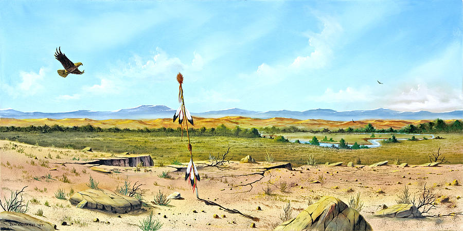 900x449 Little Bighorn Painting By Don Griffiths - Little Bighorn Painting