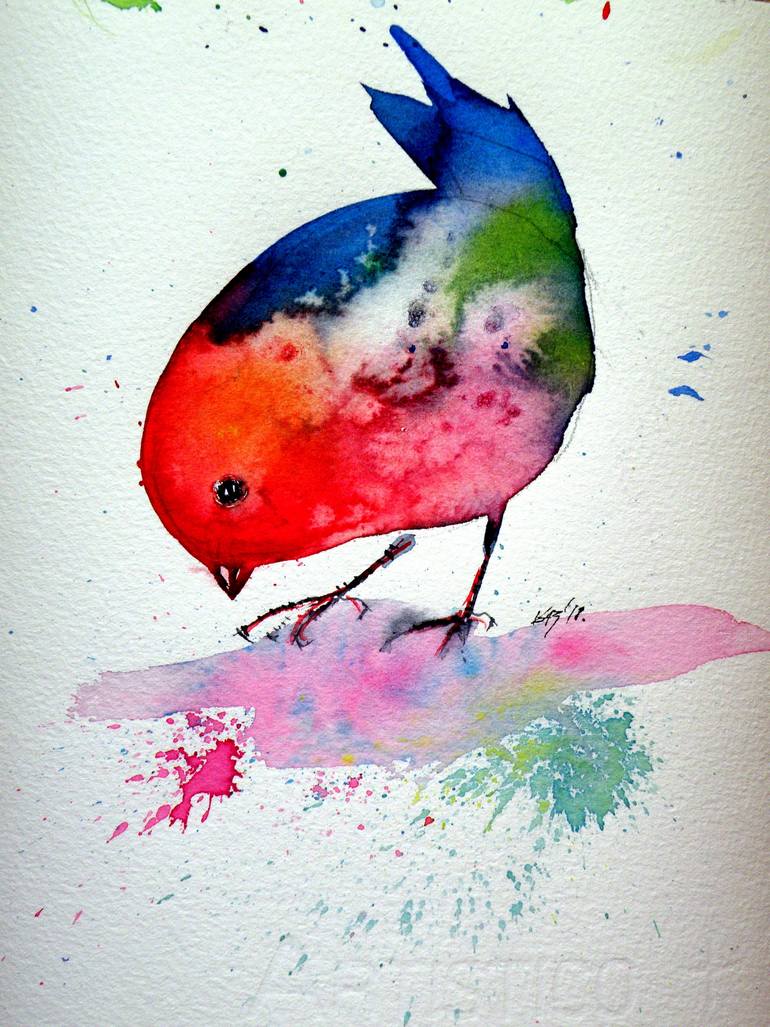 770x1027 Saatchi Art Little Bird Painting By Kovacs Anna Brigitta - Little Bird Painting