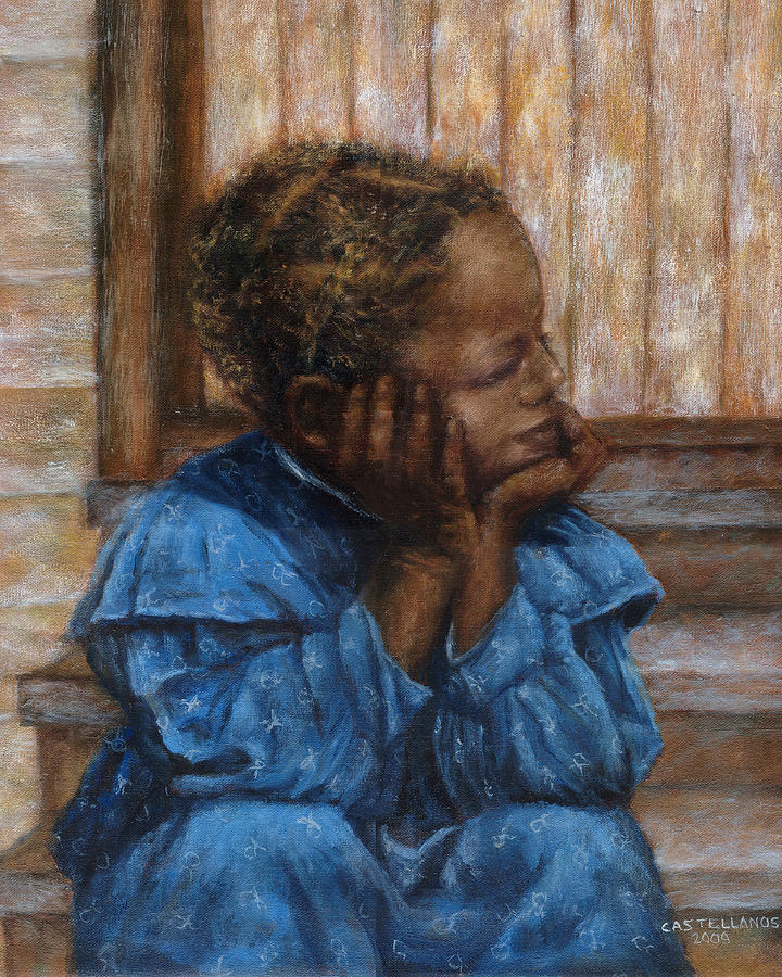 720x900 Little Slave Girl Painting By Sylvia Castellanos - Little Black Girl Painting