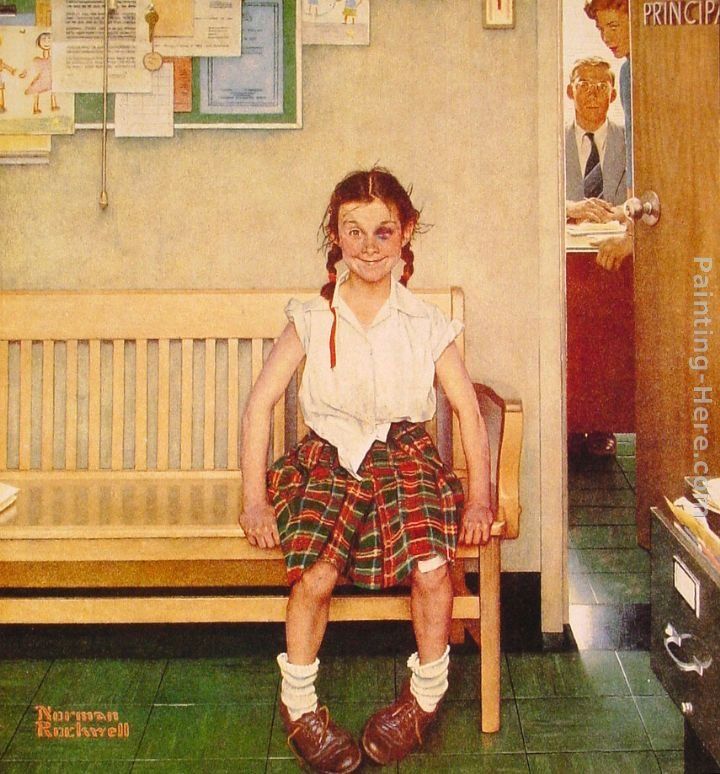 720x774 Norman Rockwell Girl With Black Eye Painting - Little Black Girl Painting