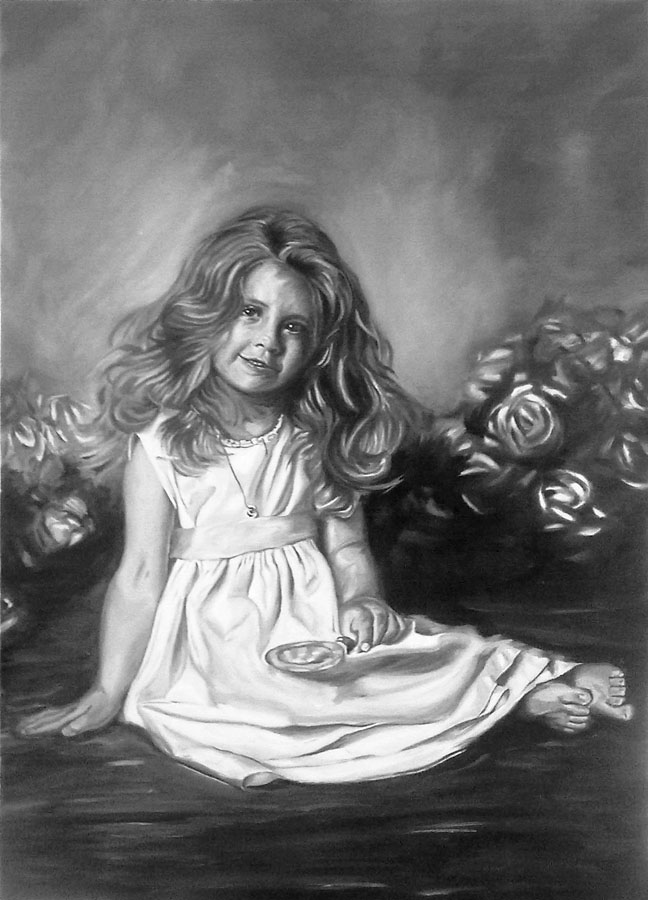 648x900 Black And White Little Girl Oil By Rainwalker007 - Little Black Girl Painting