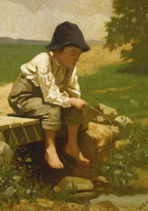 210x300 Little Boy Fishing Paintings Fine Art America - Little Boy Painting