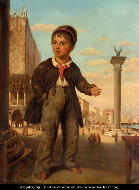 484x660 Little Boy In Venice - Little Boy Painting