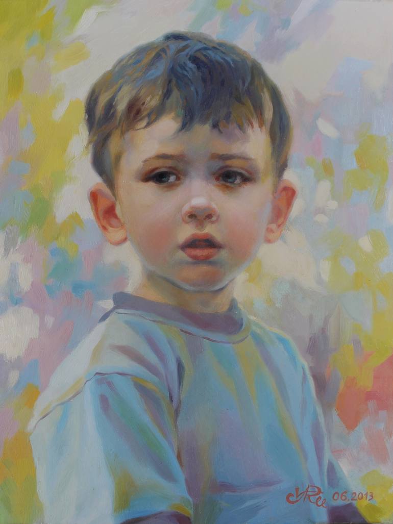 770x1027 Saatchi Art Portrait Of A Little Boy. Painting By Victoria Radionova - Little Boy Painting
