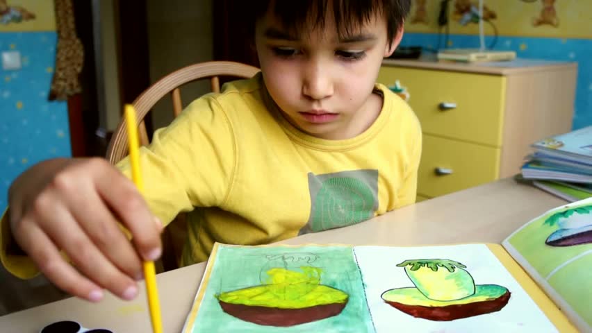 852x480 Stock Video Of Young Little Boy Painting On The 2836951 - Little Boy Painting