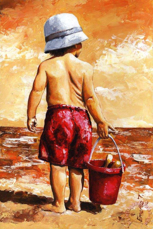 640x960 Emerico Toth Little Boy On The Beach Ii Painting - Little Boy Painting
