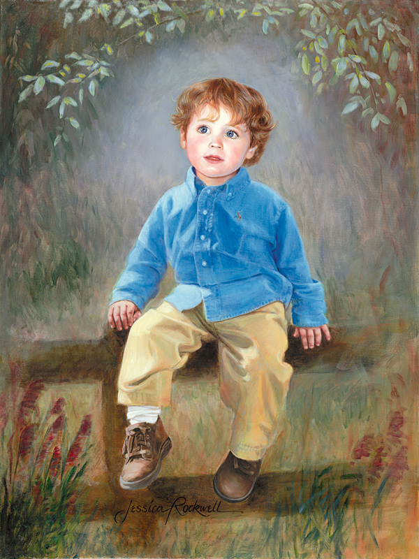 600x800 Grandchildren Oil Portraits Tradition Started Jessica Rockwell - Little Boy Painting