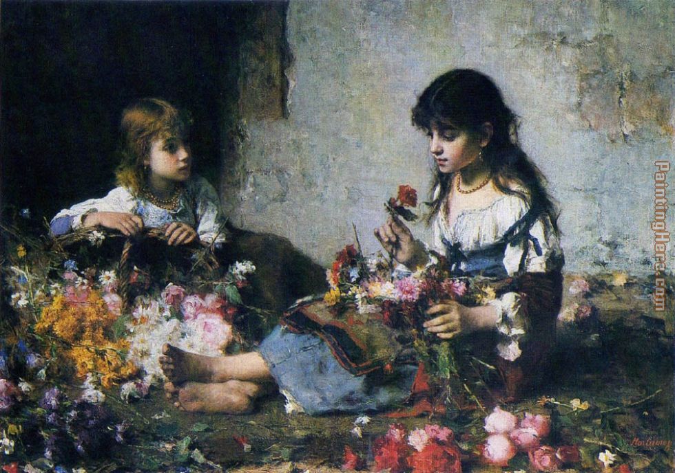 980x688 Alexei Alexeivich Harlamoff The Little Flower Seller Painting - Little Flower Painting