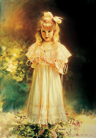 333x478 Little Girl Portrait, Painting By Robert Schoeller - Little Girl Painting