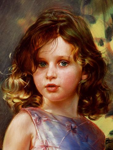 368x490 Robert Schoeller Painting Little Girl Portrait Little Girl - Little Girl Painting