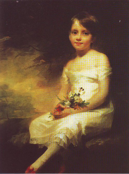 500x674 A Little Girl Carrying Flowers Painting Raeburn Oil Paintings - Little Girl Painting