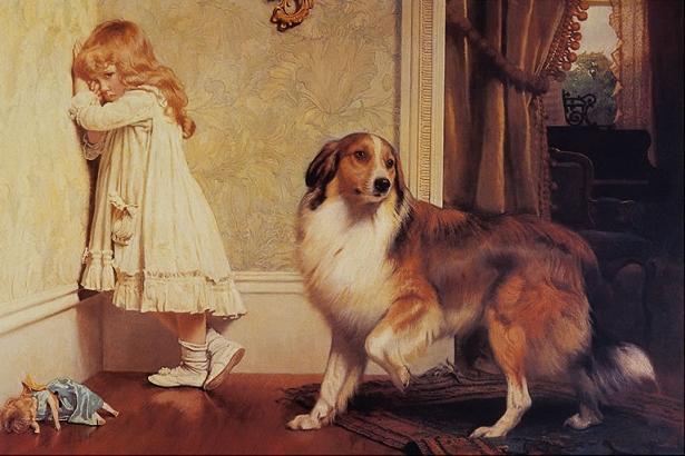 615x410 A Special Pleader By Charles Burton Barber - Little Girl With Dog Painting