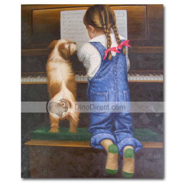 600x600 Handmade Figure Oil Painting Of Little Girl Amp Dog Tq(39 - Little Girl With Dog Painting