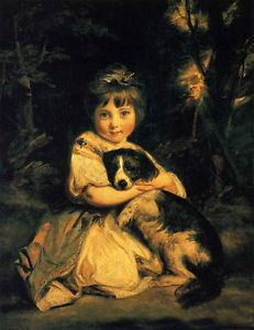 231x300 Oil Joshua Reynolds - Little Girl With Dog Painting
