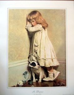 236x303 Frederick Morgan - Little Girl With Dog Painting